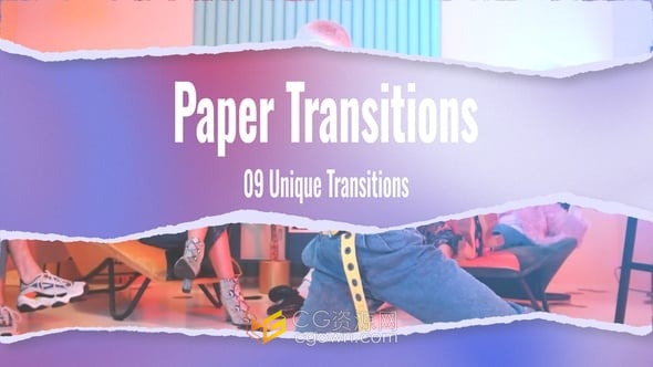 4K分辨率纸张场景动画转场过渡预设PR模板Paper Transitions