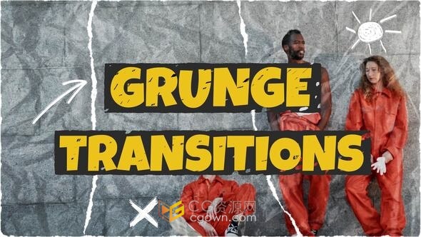 复古定格动画元素视频转场过渡PR模板Grunge Transitions