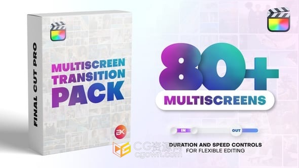 80种多画面分屏动画转场过度FCPX插件Multiscreen Transitions Pack