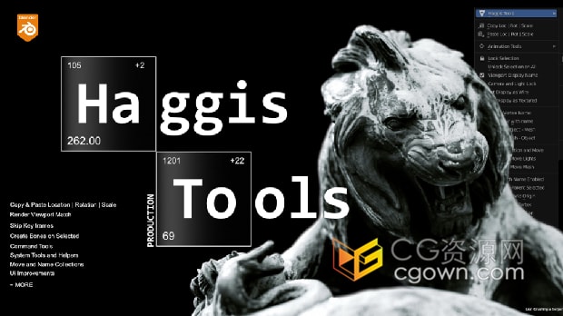 Blender插件Haggis Tools V1.1.5优化工作流程小功能和工具