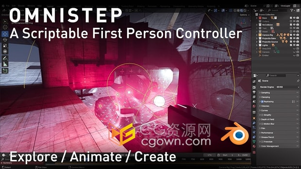 Blender插件OmniStep V1.1.0第一人称视角控制器
