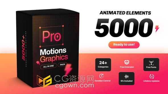 5000种图形元素动画和效果工具预设包AE脚本Pro Motion Graphics Pack