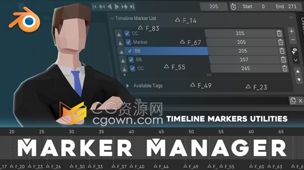 Blender插件Marker Manager V1.0.0标记管理器时间线标记