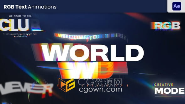 RGB故障标题文本动画AE模板RGB Text Animation