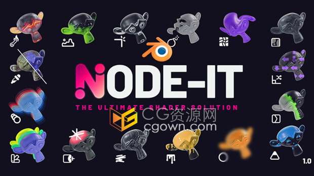 Blender插件Node-It v1.0着色器节点组拥有16套