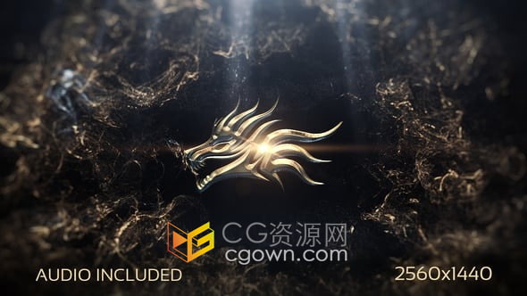 AE模板-时尚粒子波爆炸光线和金属文本标志电影大片logo动画