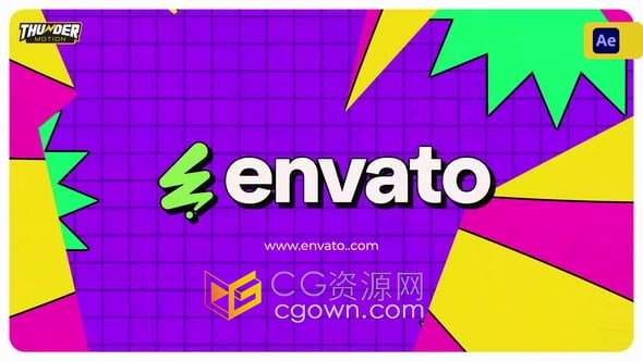 AE模板-卡通漫畫風(fēng)格活力幽默嬉戲的小故障效果圖形logo動(dòng)畫
