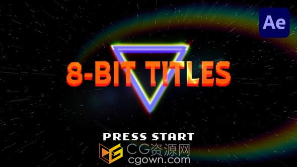 8-Bit Titles AE模板复古游戏美学风格文字标题动画