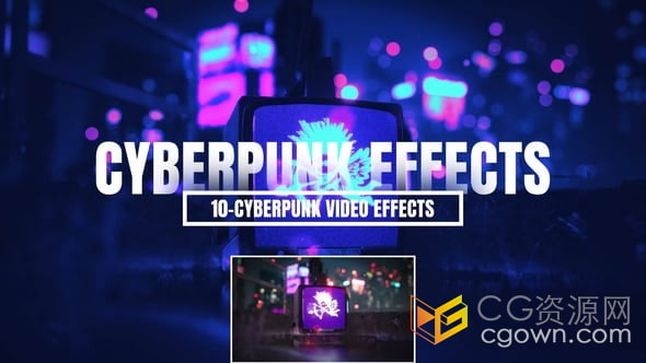 10個朋克風格Cyber??punk疊加效果元素免費下載PR模板