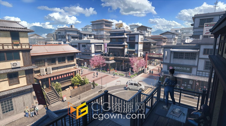 日本街区城市景观建筑楼房资产3D模型Japanese Neighborhood工程