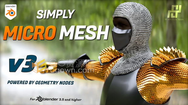 Blender插件Simply Micro Mesh v3.4.3快速生成網(wǎng)格120多個(gè)預(yù)設(shè)