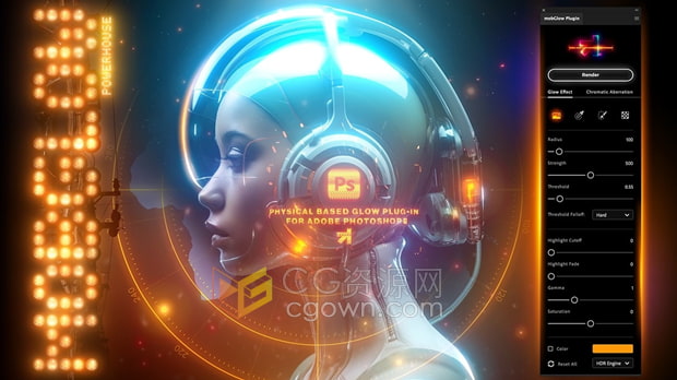 PS插件mobGlow Photoshop Plugin 1.0.1真實發(fā)光輝光工具