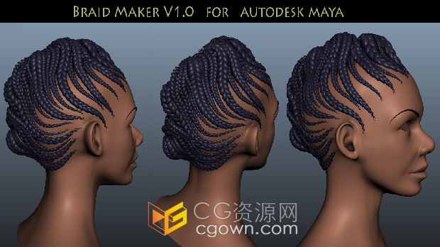 Maya插件Braid Maker V1.0生成辮子發(fā)型模型