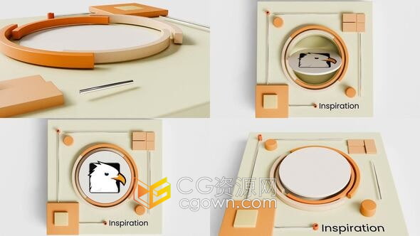 设计感几何图形标志3D圆圈LOGO动画-AE模板