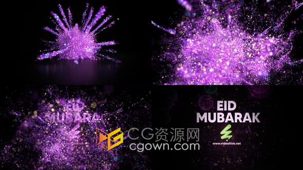 AE模板-3D闪烁炫彩粒子光斑动画演绎节日片头标志揭示