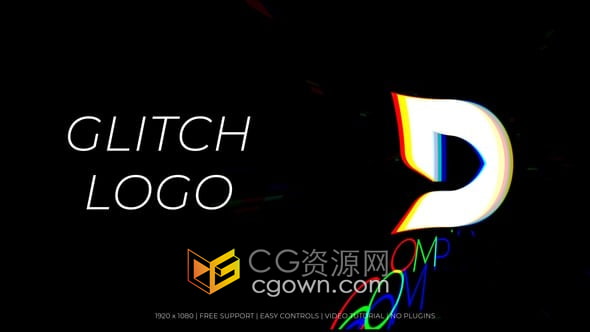 3D故障标志动画免费下载glitch logo-AE模板