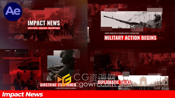 时事政治军事新闻片头Impact News免费下载AE模板