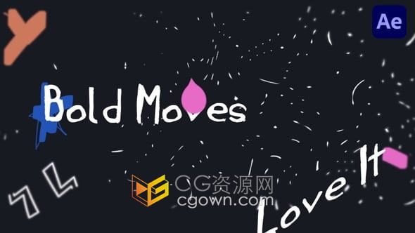AE模板-彩色笔刷动画动感活力笔触标志LOGO动画