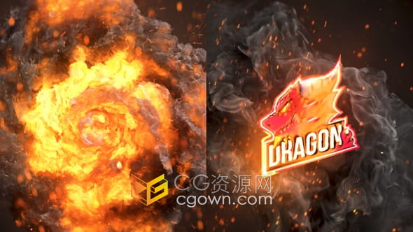 AE模板-镜头晃动震撼烈焰浓烟效果LOGO动画