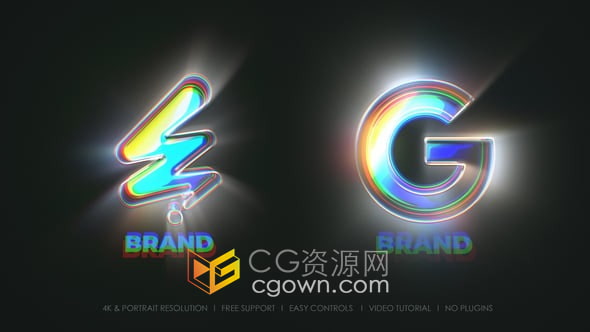 闪耀霓虹边缘动态棱镜光效LOGO动画片头-AE模板