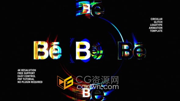 4K分辨率故障特效LOGO动画视频片头片尾-AE模板