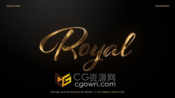 4K分辨率光泽金色LOGO或文字标题动画片头-AE模板