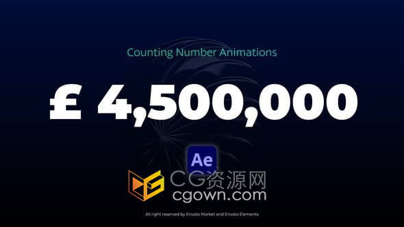 动态计数数据动画数字效果制作-AE模板