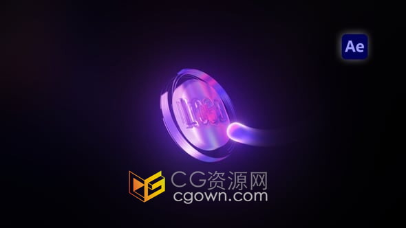 霓虹燈虹彩標志蹦出3D漸變小球光效動畫LOGO片頭-AE模板