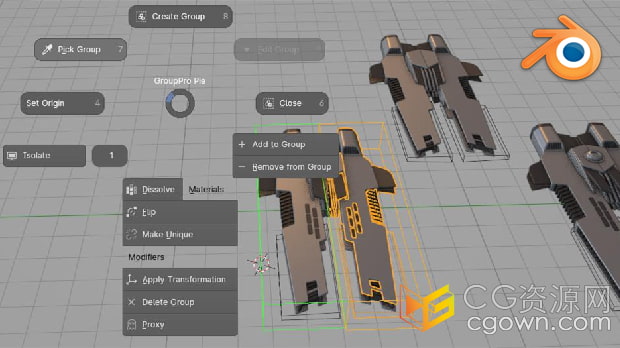 Blender插件GroupPro v3.0.4模型打组控制工具