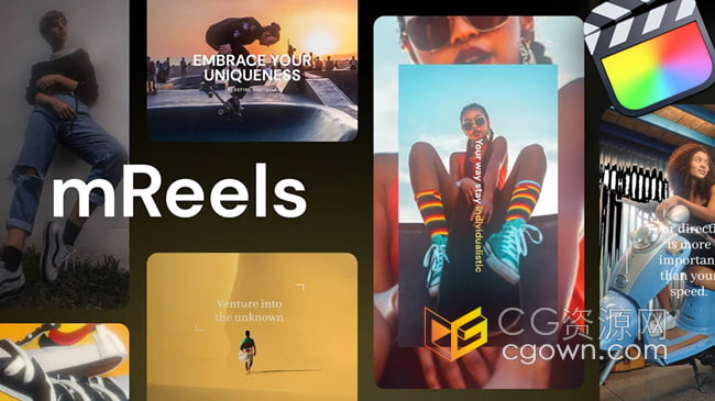 FCPX插件-50种转场分屏效果标题动画预设制作创意媒体视频短片mReels