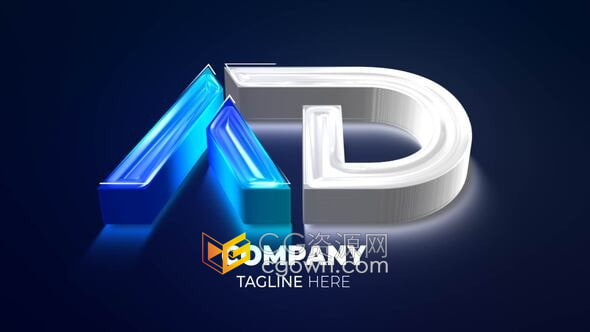 AE模板-闪亮光泽挤出三维立体标志动画现代公司品牌LOGO片头