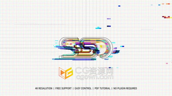 rgb故障文本数字传输信息损坏创意标志动画-AE模板