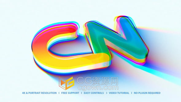 AE模板-大膽的色差RGB顏色拆分效果故障扭曲3D品牌LOGO動畫