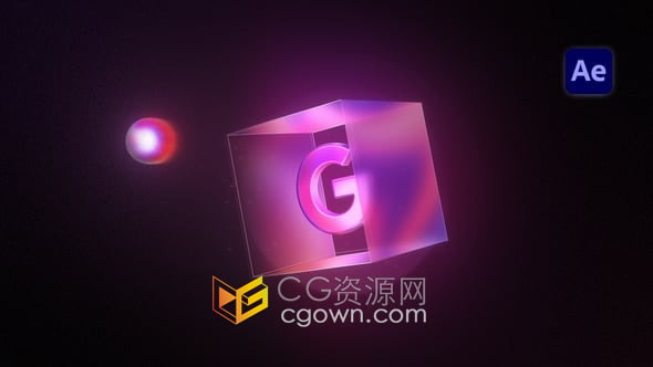 发光圆球弹撞动画3D霓虹LOGO片头-AE模板