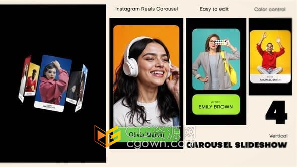 旋转木马动画展示社交媒体照片短视频AE模板-CG资源网 旋转木马动画展示社交媒体照片短视频AE模板