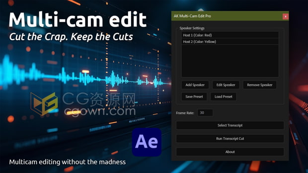 AE腳本Multi-Cam Edit Pro v1.0.0多機位剪輯專業版+視頻教程