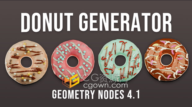 Blender插件Procedural Donut Geometry Nodes甜甜圈生成器