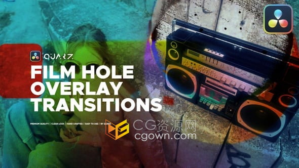 20种胶片打孔叠加转场达芬奇模板Film Hole Overlay Transitions