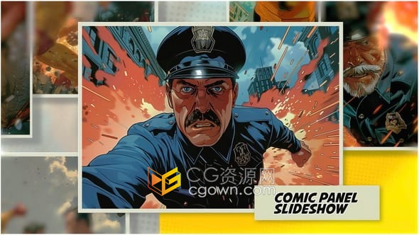 漫画分镜创作动画幻灯片AE模板Comic Panel Slideshow