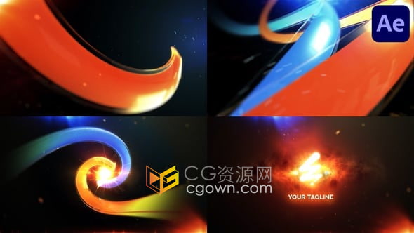 3D动态箭头运动轨迹火热爆炸碰撞揭示闪光线LOGO动画-AE模板