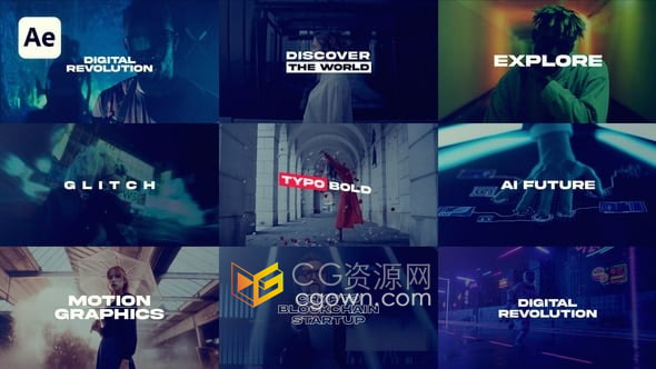 18组4K分辨率多彩文字标题动画AE模板RGB Titles After Effects