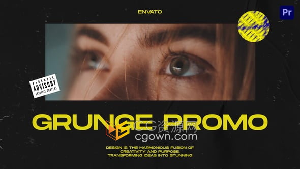 嘻哈摇滚风格宣传视频片头动画PR模板Grunge Promo Mogrt