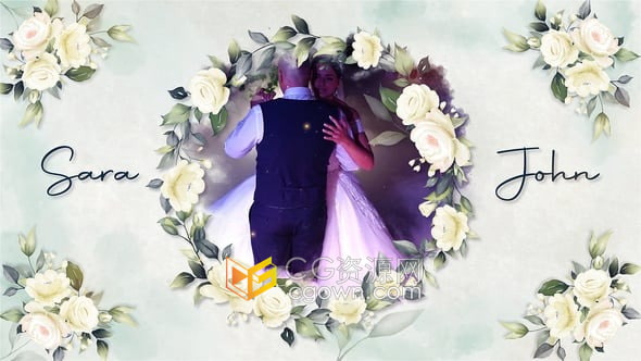 花朵設(shè)計(jì)婚禮請柬視頻AE模板下載