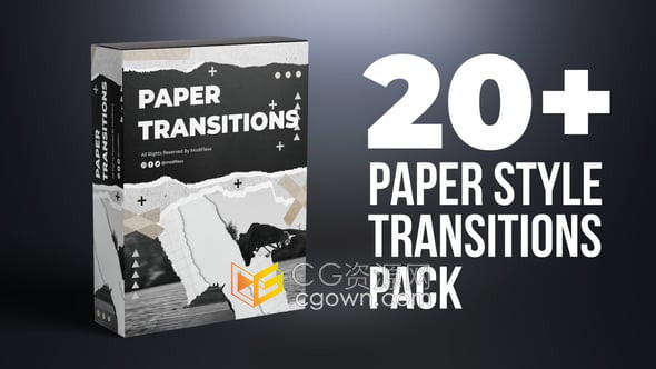 20种纸质撕破风格视频转场过渡包-AE模板