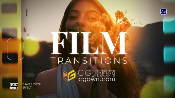 复古电影胶片效果视频剪辑转场过渡动画-AE模板