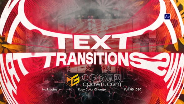 时尚创意文字标题动画转场过渡效果AE模板Text Transitions