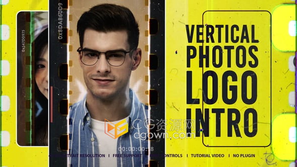 竖屏短视频动态介绍照片动画效果-AE模板