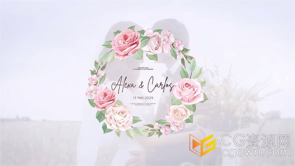 4K分辨率花卉设计婚礼文字标题动画-AE模板下载