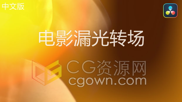 中文达芬奇插件-5组电影风格漏光过渡效果视频转场DaVinci Resolve