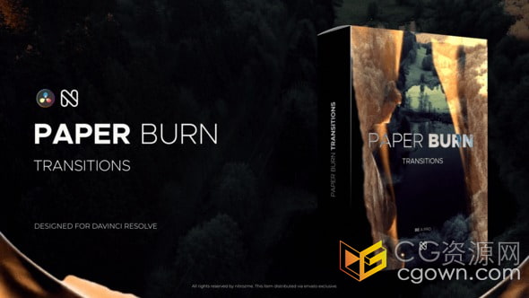 17种纸张燃烧效果实现视频转场特效预设-达芬奇模板